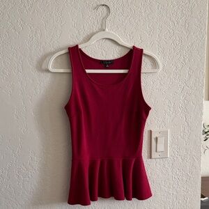 Soprano Vibrant Cranberry Red Peplum Tank Top